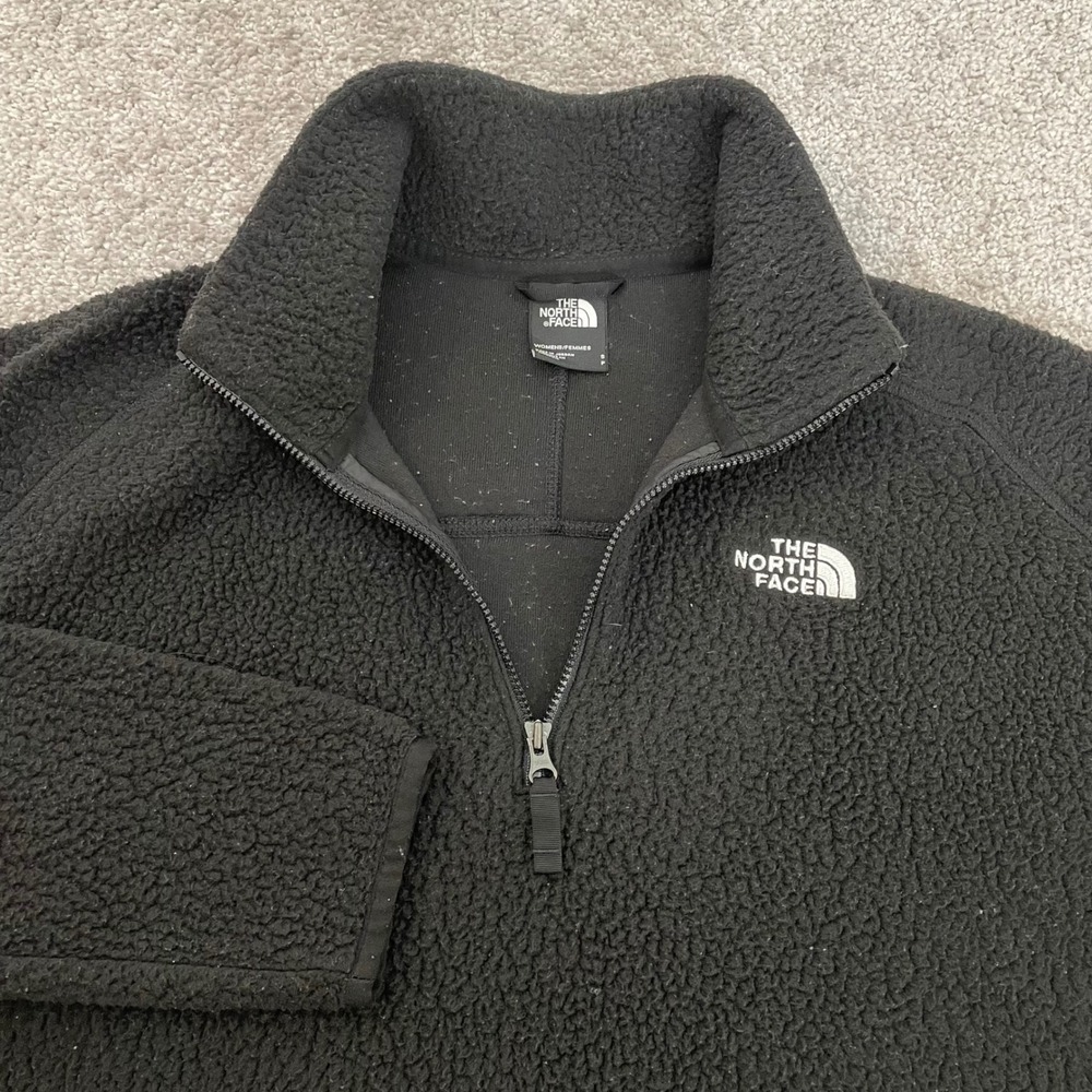 North Face 1/4 Zip Pullover Womens Small Glacier Cropped Fleece Black